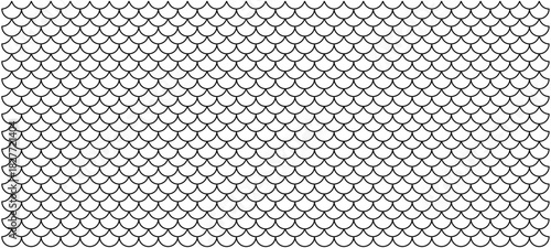 line art of fish scale pattern isolated on white background, tile pattern line, mermaid tail pattern grid for decoration