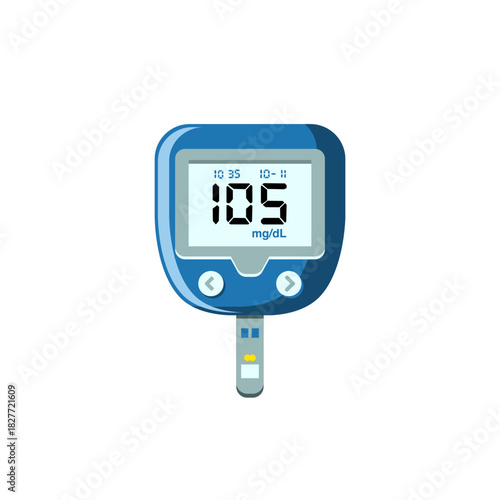 Digital glucose meter showing blood sugar measurement for diabetes monitoring