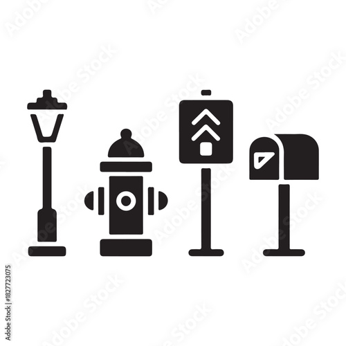 Road junction traffic signal regulation icon in bold silhouette