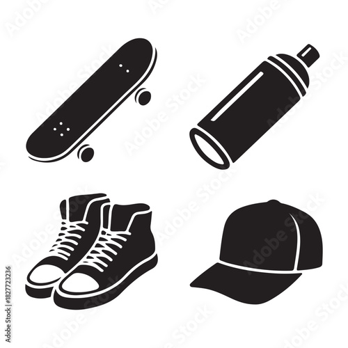 Transportation and street safety control symbols in solid vector style