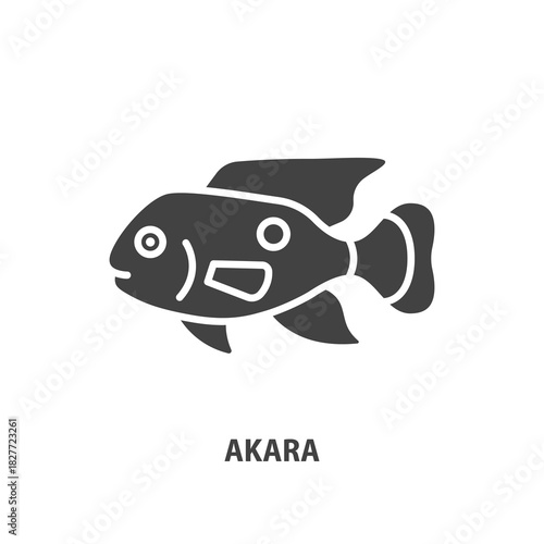 Akara turquoise glyph icon. Aquarium fish vector sign.