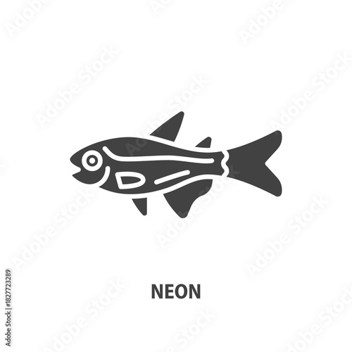 Neon glyph icon. Aquarium fish vector sign.