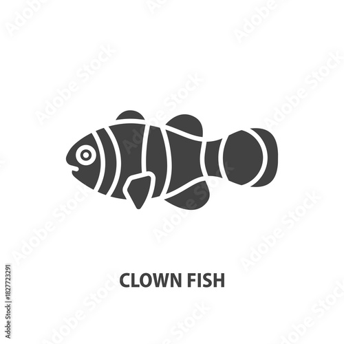 Clown fish glyph icon. Anemone fish vector sign. Aquarium animal symbol.