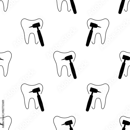 dentist tooth seamless pattern isolated on transparent background.