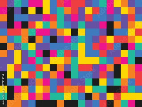 Retro 8 bit square pixelated pattern background for digital design and games isolated PNG with Transparent Background