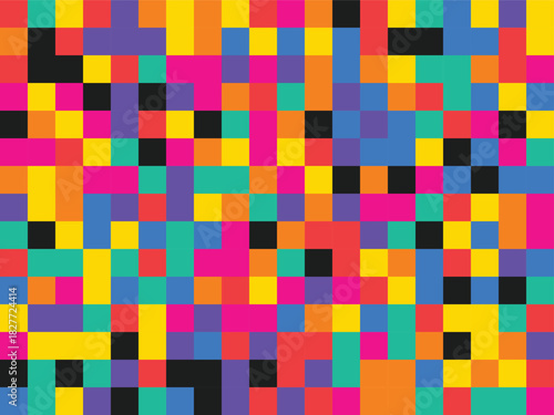 Colorful abstract pixelated square pattern background texture in retro digital style isolated PNG with Transparent Background