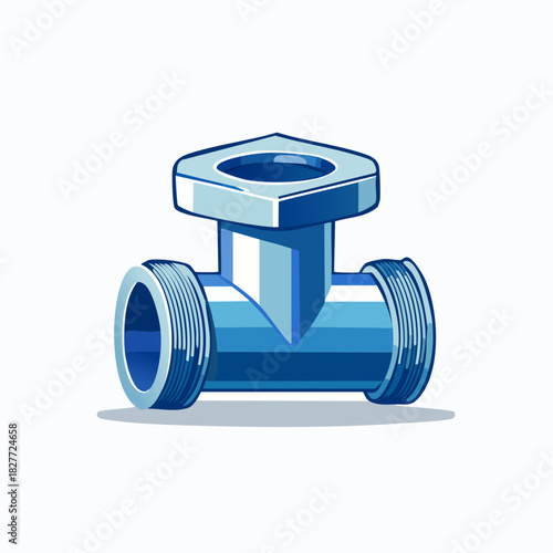 Blue Metal Pipe Fitting Tee Connector.