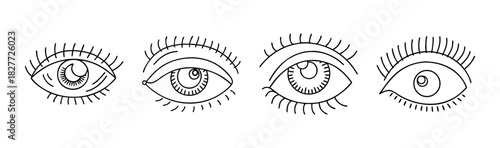 Hand drawn eyes vector set. abstract line art doodle design illustration.