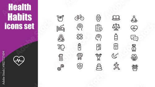 Health Habits icons set