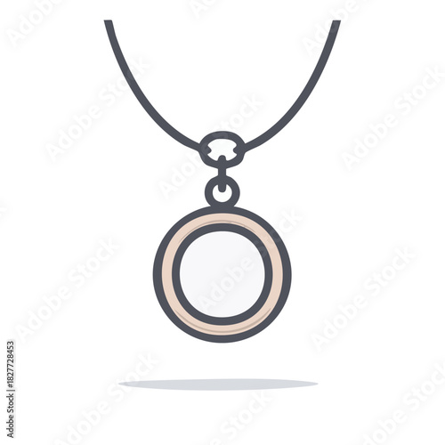 Elegant circle locket necklace on a white background.