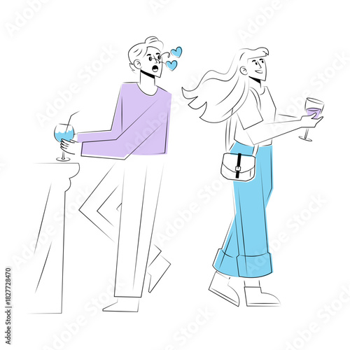 A sketchy style illustration showing a party crush