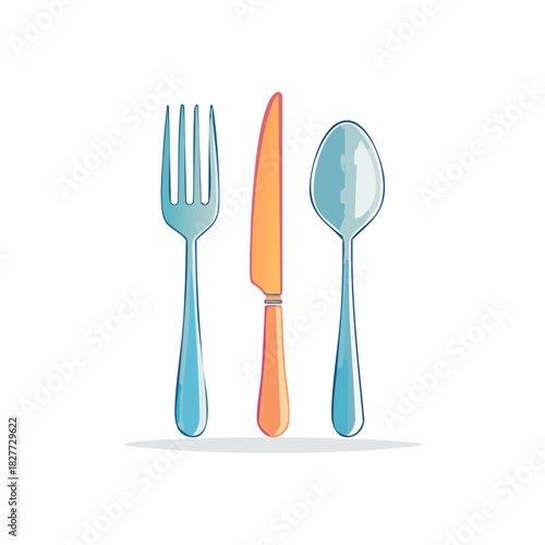 Elegant Cutlery Set - Fork, Knife, and Spoon Illustration.