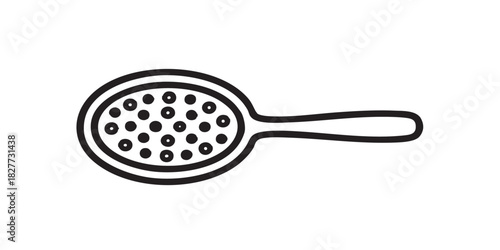 Massaging brush with handle thin line icon, spa salon concept. Vector graphics. Brush for skin massage therapy, accessory sign on white background, style icon mobile or web design