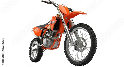 фотографія Isolated orange off-road motorcycle, dirt bike on display in studio for sports r