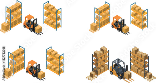 Isometric power plant illustration, industrial energy facility with cooling towers, storage tanks, transmission lines, electricity production infrastructure concept for engineering visuals