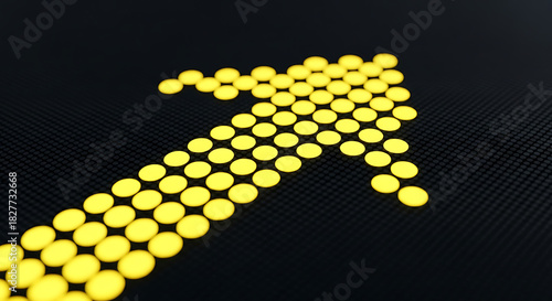 Wallpaper Mural A yellow arrow made of circles pointing upwards on a dark textured background design art Torontodigital.ca