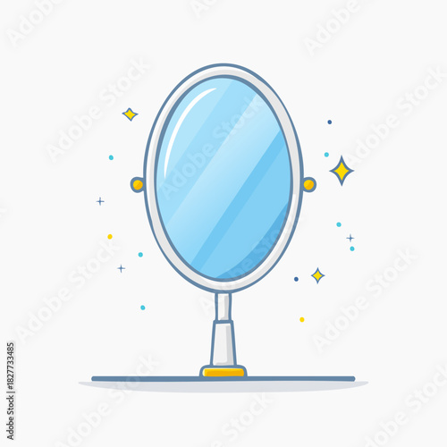 Elegant oval mirror with a shiny, reflective surface.