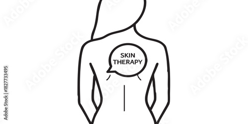 Back skin of woman thin line icon, spa massage concept. Vector graphics. Woman figure, skin therapy bubble sign on white background, style icon mobile or web desig