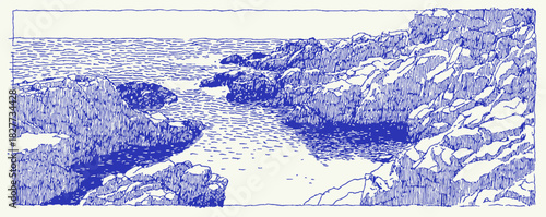 annetdebar_Landscape_of_a_rocky_coastline_with_tide_pools_and_6069dc0f-266e-4ec4-8a36-ddfa6df28ebf_0_traced