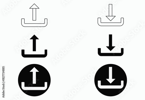 Dynamic upload and download icon set for website design and app development projects, showcasing data transfer and file management functionality
