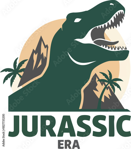 Vintage Style Reptile Head Emblem for Prehistoric Theme Design