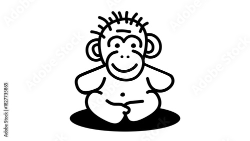 monkey toy symbol, black isolated silhouette