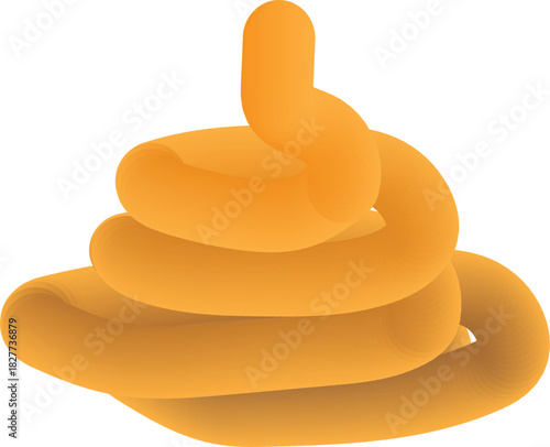 Gradient orange coiled abstract blob shape or soft serve icon on white background