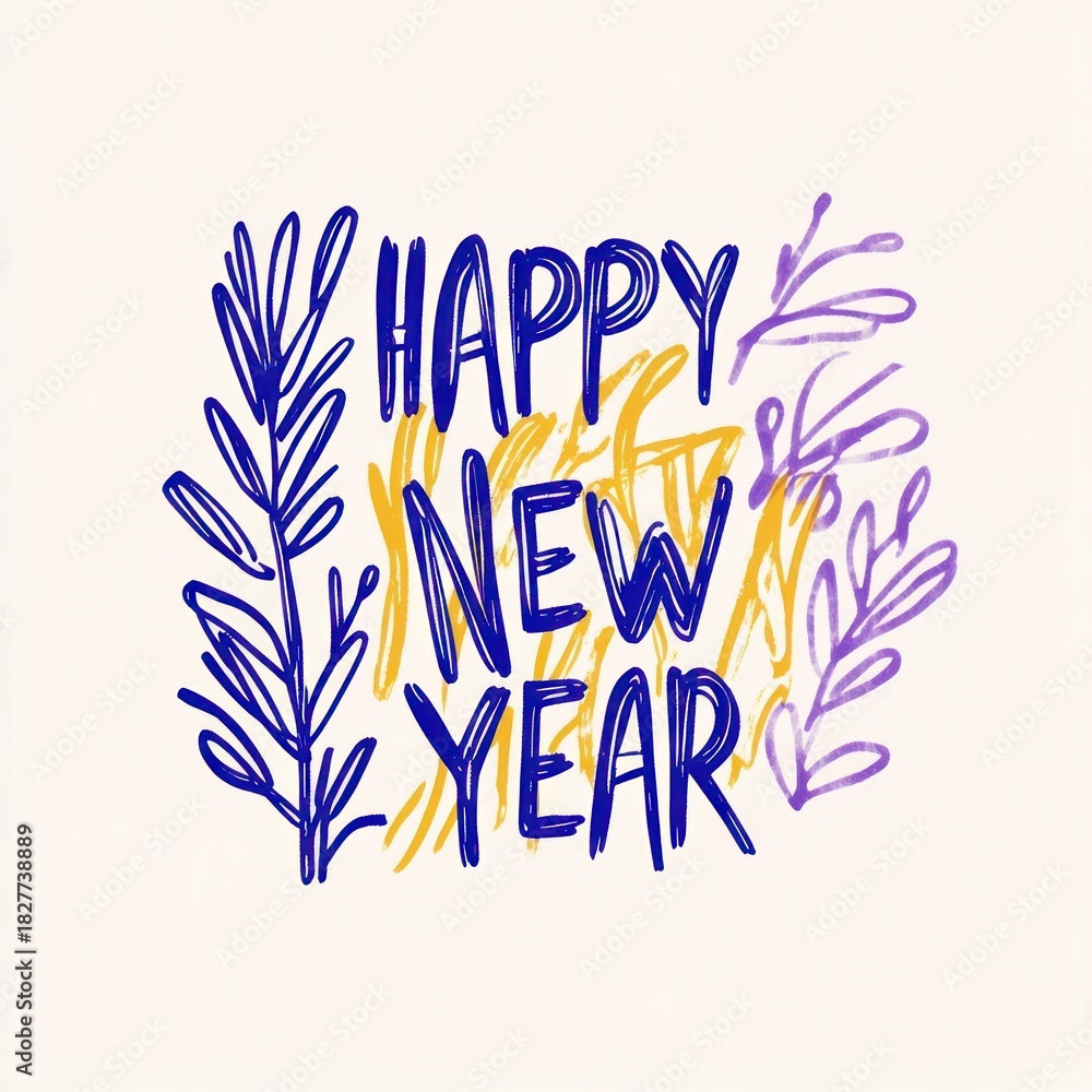 Fototapeta premium Text happy year art.