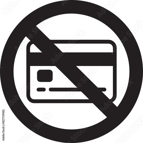 Credit Card Forbidden Symbol Vector Icon on White Background Keywords: credit card, forbidden, symbol