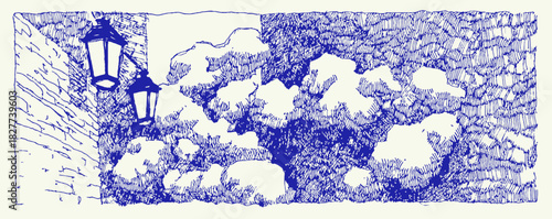 annetdebar_Sketch_of_a_narrow_snowy_alley_with_lanterns_and_s_2250bc85-a260-4049-b6c3-5097cba99b1a_1_traced