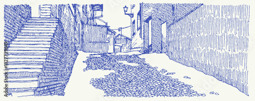 annetdebar_Sketch_of_a_narrow_snowy_alley_with_lanterns_and_s_2250bc85-a260-4049-b6c3-5097cba99b1a_2_traced