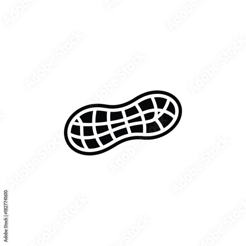 Simple black and white peanut icon illustration on a white background
