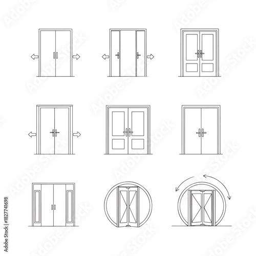 Collection of Different Types of Doors and Entryways Featuring Double Doors Sliding Pivoting and Revolving Designs