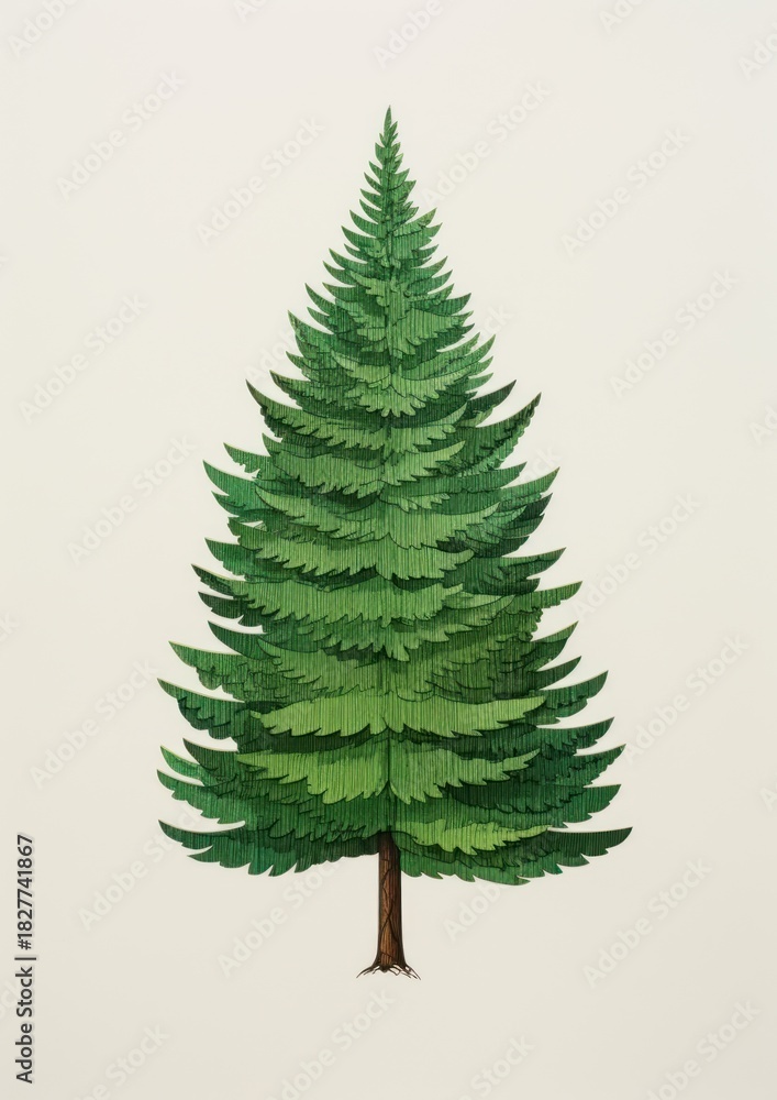 Fototapeta premium Pine tree drawing plant green.