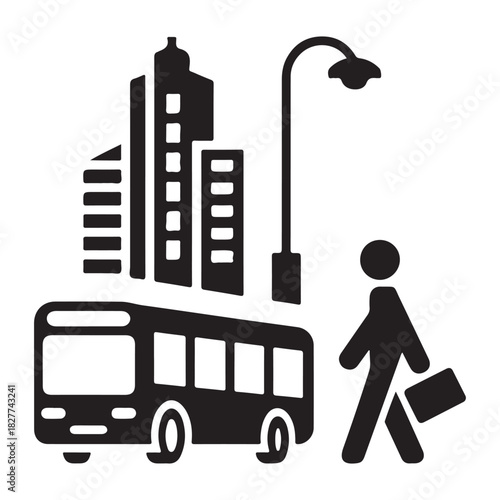 Road intersection traffic signal silhouette vector icon for regulation