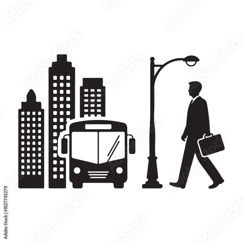 Minimal urban street infrastructure solid silhouette vector icon