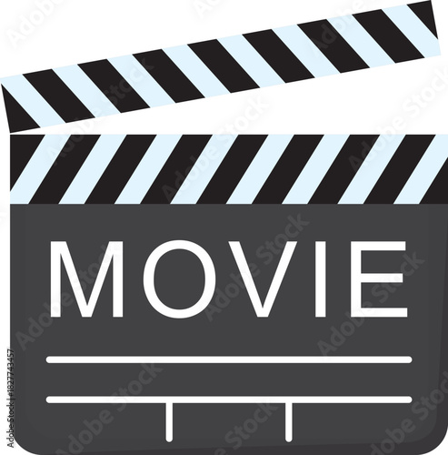 Movie clapper film board isolated on white background. Filmmaking and cinematic production element