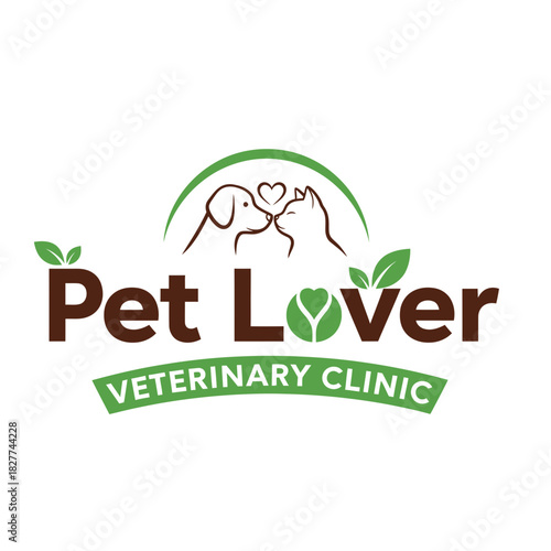 Pet Lover Veterinary Clinic Logo – Dog & Cat Care Eco-Friendly Vector Design