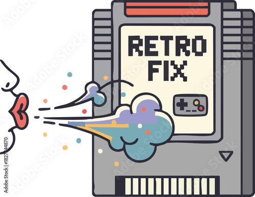 Blowing on Old Game Cartridge for Digital Nostalgia Fix