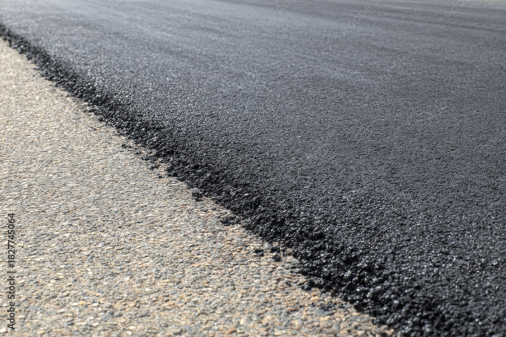 Naklejka premium Road construction with freshly laid asphalt and smooth surface providing durability and safety