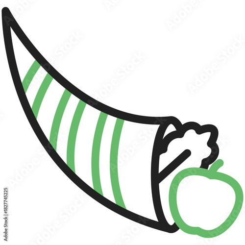 Thanksgiving Cornucopia: A symbolic cornucopia overflows with the bounty of the harvest season, featuring a vibrant apple
