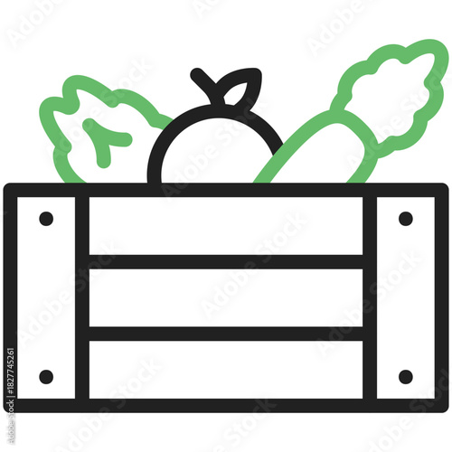 Fresh Harvest: A wooden crate overflows with a colorful assortment of fresh, organically grown produce, symbolizing the bounty of nature's harvest.