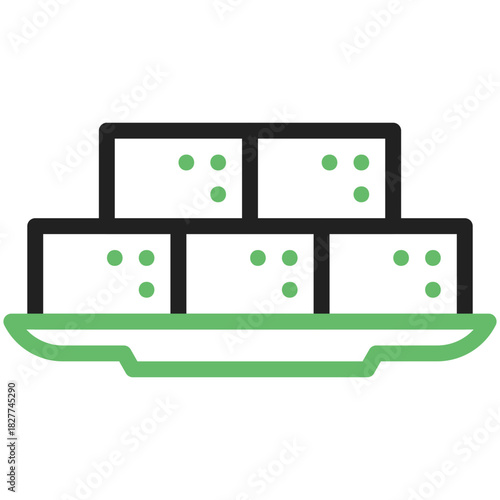Tofu Cubes Illustration: A neatly arranged assortment of square tofu cubes rest on a simple platter. Featuring a clean, modern design.
