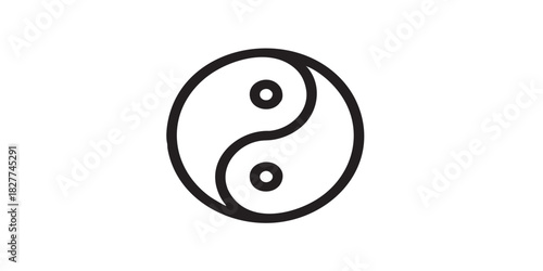 Yin yang thin line icon, mystic symbols concept. Vector graphics. Energy exchange and balance, therapy sign on white background, style icon mobile or web design.