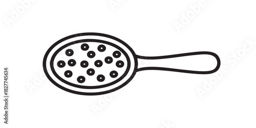 Massaging brush with handle thin line icon, spa salon concept. Vector graphics. Brush for skin massage therapy, accessory sign on white background, style icon mobile or web design