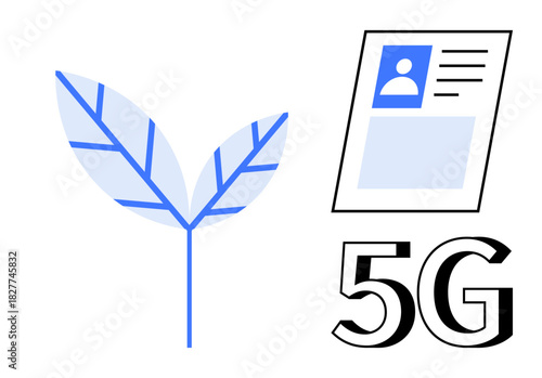 5G technology concept. 5G symbol associated with progress in digital communication and sustainability. 5G enhancing connectivity, eco-tech, and innovation. For tech, telecom, environment