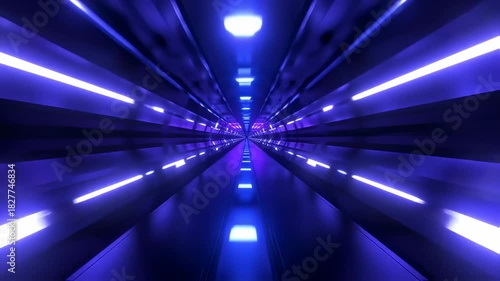 Abstract futuristic corridor with neon lights, suitable for technology and science fiction themes