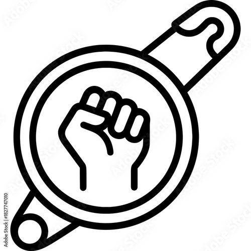 Solidarity pin badge outline vector