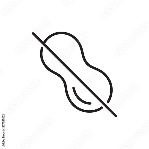 Black and white peanut free icon simple allergy warning symbol for diet and nutrition labels