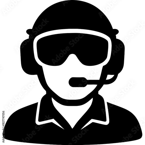 Minimalistic helicopter pilot silhouette